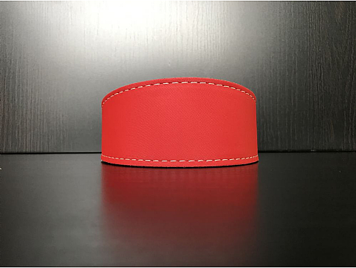 Lined Satin Red - Whippet Leather Collar - Size M